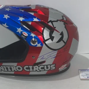 TRAVIS PASTRANA SIGNED BELL NITRO CIRCUS FULL SIZE HELMET PROOF PSA COA
