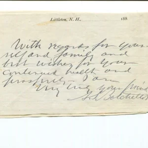 Albert Stillman Batchellor New Hampshire Historian Author Signed Autograph Note
