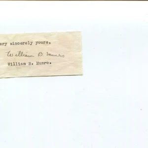William B. Munro Canadian Social Scientist and Eugenicist Signed Autograph
