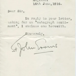 St. John Greer Ervine Irish Author Playwright Dramatist Signed Autograph TSL
