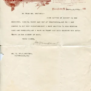 John H. Vincent Methodist Episcopal Church Bishop Author Signed Autograph TSL