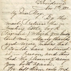 Unknown 1882 Narragansett House Providence Rhode Island Signed Autograph ALS