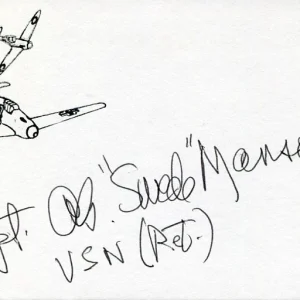 Armand Manson USN Navy WWII War Fighter Pilot Ace 5x DFC Signed Autograph
