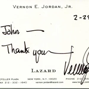 Vernon Jordan Civil Rights Leader National Urban League Preside Signed Autograph