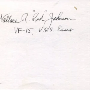 Wallace Robert Red Johnson Navy WWII War Fighter Pilot Ace DFC Signed Autograph

