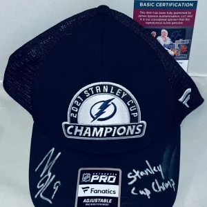 Tyler Johnson signed Tampa Bay Lightning 2021 Stanley Cup Champs Hat W/ Insc JSA
