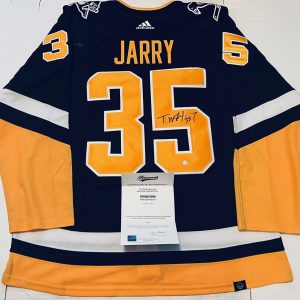 Tristan Jarry signed Pittsburgh Penguins Adidas Alternate 3rd jersey Frameworth
