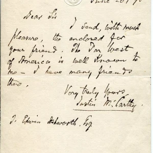 Justin McCarthy Irish Nationalist MP Historian Author Signed Autograph Letter

