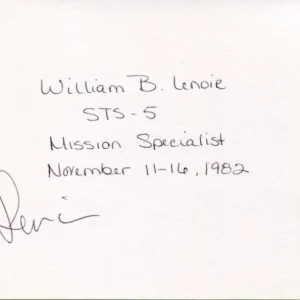 William B. Lenoir Space STS NASA Astronaut Signed Autograph
