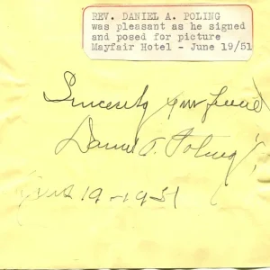 Reverend Daniel A. Poling Christian Herald Author Editor Clergy Signed Autograph
