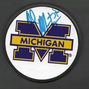 Al Montoya Signed Michigan Wolverines Block M Logo Puck Canadiens Jets Oilers
