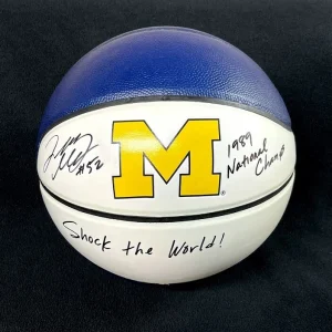 Terry Mills Signed Triple Inscribed Michigan Wolverines LOGO White Basketball
