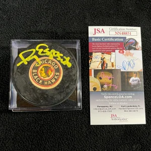 Tony Esposito Signed Chicago Blackhawks Vintage Converse Puck JSA COA

