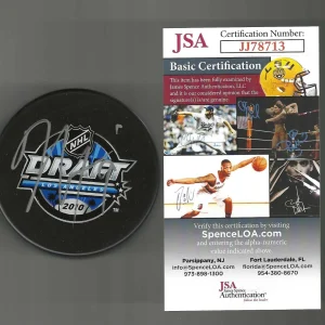 Tyler Seguin Signed 2010 Draft Puck JSA COA Dallas Stars Boston Bruins

