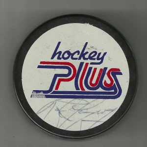 Rod Langway Signed Hockey Plus Puck Washington Capitals
