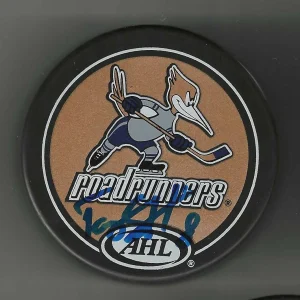 Tony Salmelainen Signed Edmonton Roadrunners Souvenir Puck Oilers
