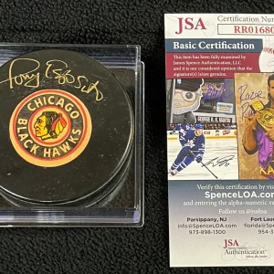 Tony Esposito Signed Chicago Blackhawks Viceroy Game Puck JSA COA
