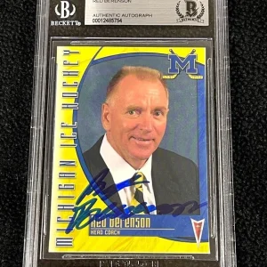 Red Berenson Signed 2006 Michigan Wolverines Team Issued Card Beckett Certified
