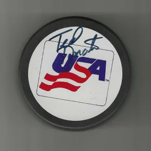 Ted Donato Signed USA Hockey Puck Harvard Crimson New York Rangers Bruins
