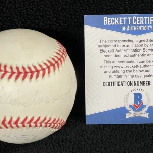 Bob Feller Full Name Signed Cleveland Indians OAL Baseball Beckett COA Guardians