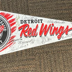 Detroit Red Wings Vintage Pennant Signed By 15 JSA COA Konstantinov Howe Osgood