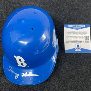 Tommy Holmes Signed Boston Braves Mini Batting Helmet Beckett COA
