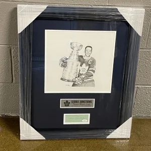 George Armstrong Signed Toronto Maple Leafs Cut Pencil Sketch Frame JSA COA
