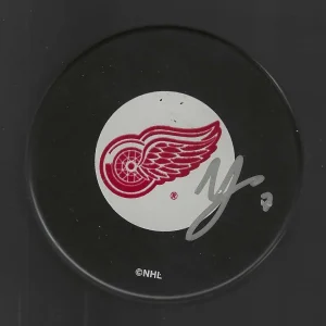 Ville Leino Signed Detroit Red Wings Puck
