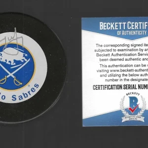 Tony McKegney Signed Buffalo Sabres Souvenir Puck Beckett COA
