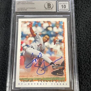 Todd Steverson Signed 1995 Topps Traded Card #31T BAS Certified Auto Grade 10