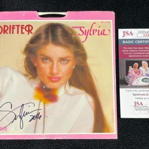 Sylvia Hutton Dual-Signed Drifter 45 RPM Album Cover JSA COA