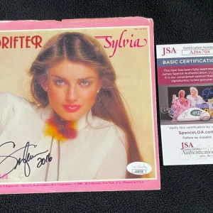 Sylvia Hutton Signed Drifter 45 RPM Album Cover #2 JSA COA