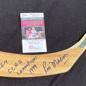 Ron Mason Signed & Inscribed Michigan State Spartans CCHA Hockey Stick JSA COA
