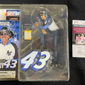 Richard Petty Signed In White NASCAR McFarlane Action Figure JSA COA
