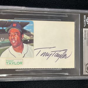 Tony Taylor Signed Index Card Beckett Certified Detroit Tigers
