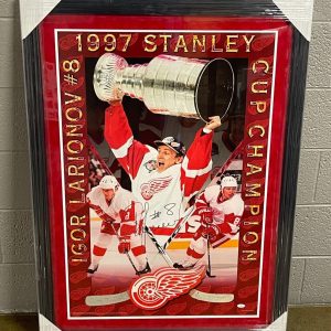 Igor Larionov Signed Framed Detroit Red Wings 1997 Stanley Cup Poster JSA COA
