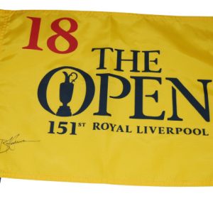 BRIAN HARMAN signed (2023 BRITISH OPEN) Golf pin flag BECKETT BAS AD27324
