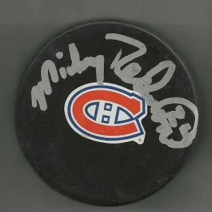 Mickey Redmond Signed Montreal Canadiens Vintage Puck
