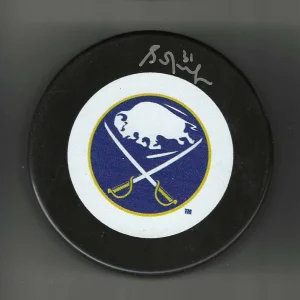 Grant Fuhr Signed Buffalo Sabres Vintage Logo Puck
