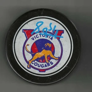 Grant Fuhr Signed Victoria Cougars Vintage GDR Puck Edmonton Oilers
