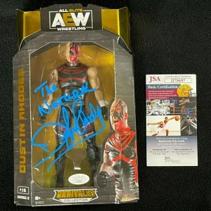 The Natural Dustin Rhodes Signed & Inscribed AEW Action Figure JSA COA WWF WWE