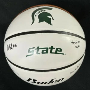 Malik Hall Signed & Tripled Inscribed Michigan State Spartans Basketball
