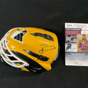 Tom Barrasso Signed Pittsburgh Penguins Mini Goalie Mask JSA COA