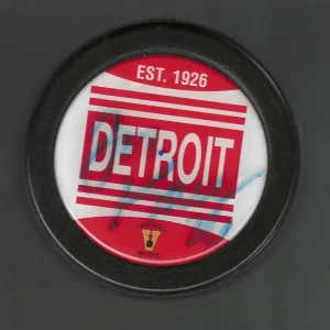 Joe Kocur Signed Detroit Red Wings Vintage Logo Puck
