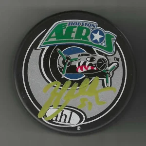 Zack Phillips Signed Houston Aeros Souvenir Puck Minnesota Wild
