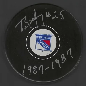 Tony McKegney Signed & Inscribed New York Rangers Puck
