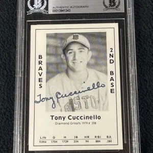 Tony Cuccinello Signed 1979 Diamond Greats Card #208 Boston Braves BAS Certified
