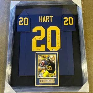 Mike Hart Signed & Inscribed Framed Michigan Wolverines Football Jersey JSA COA
