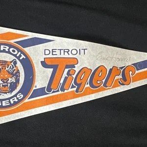 Ernie Harwell Signed Vintage Detroit Tigers Pennant JSA COA