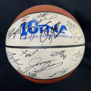 TNA 10th Anniversary Multi-Signed TV Commercial Used Basketball JSA COA
